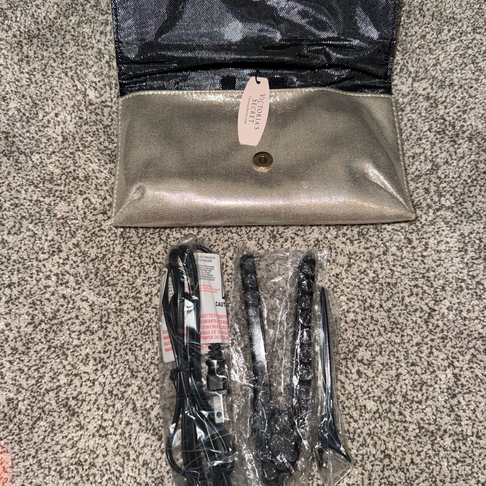 Victoria’s secret Gold Clutch With Travel Sized Straightener and Clip